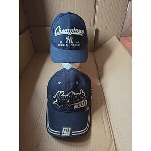 2- Vintage New York Yankees Hats 2001 1999 MLB Baseball Caps World Series
